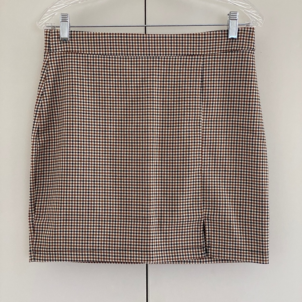 Boohoo I Mini Check A-Line Front Split Mini Skirt